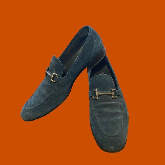 Salvatore Ferragamo Blue Suede Loafers Size 13.5 – Made in Italy - Picture 2 of 6